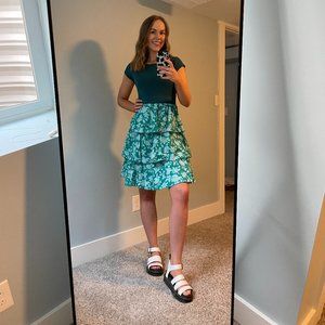 Modest Tiered Floral Dress